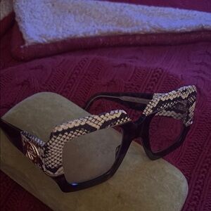 Gucci Snake Print Square Glasses